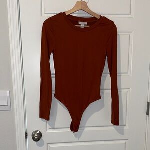 just polly rust colored long sleeve bodysuit